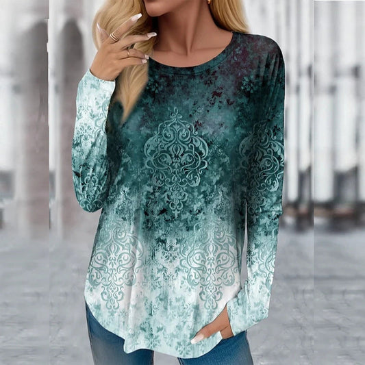 Ivyshape | Printed Loose Sweater Top