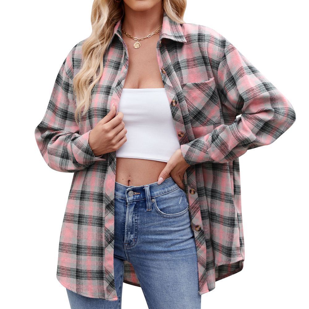 Casual fashion loose plaid shirt female Ivyshape