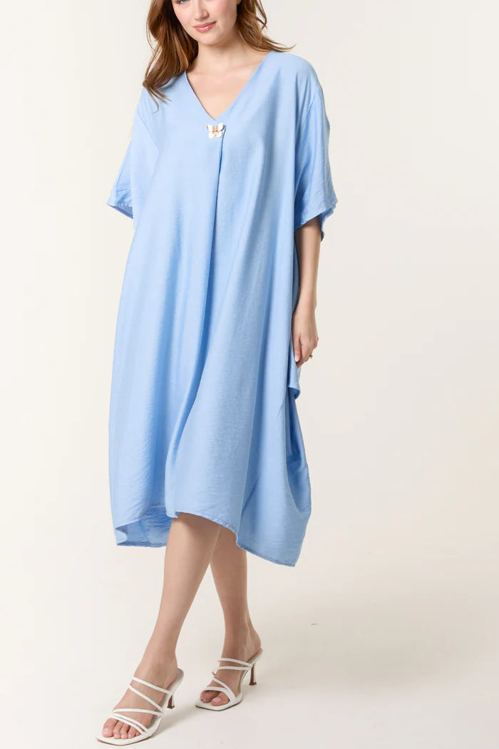 Women Casual V Neck Maxi Tunic Dress Ivyshape