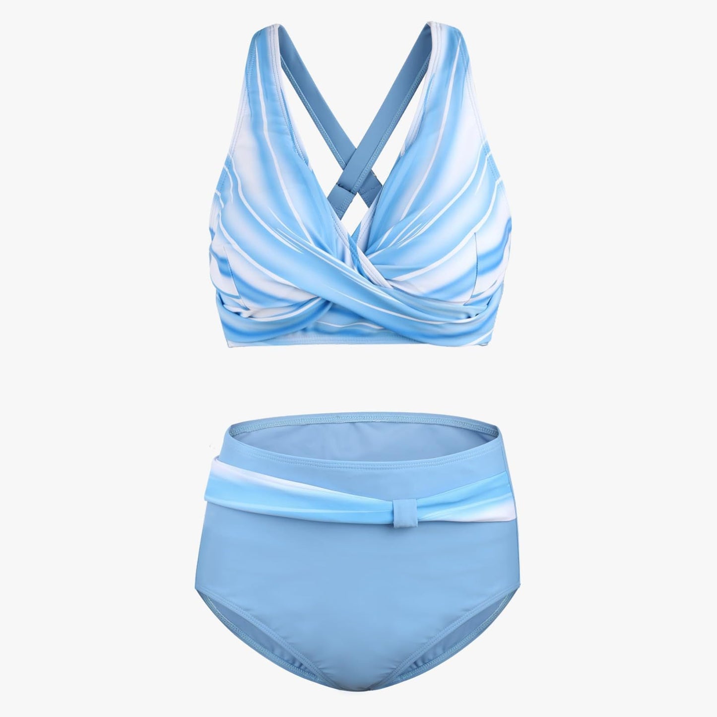 Women High-Waisted Bikini Set with Tied Top and Snug Contours Ivyshape