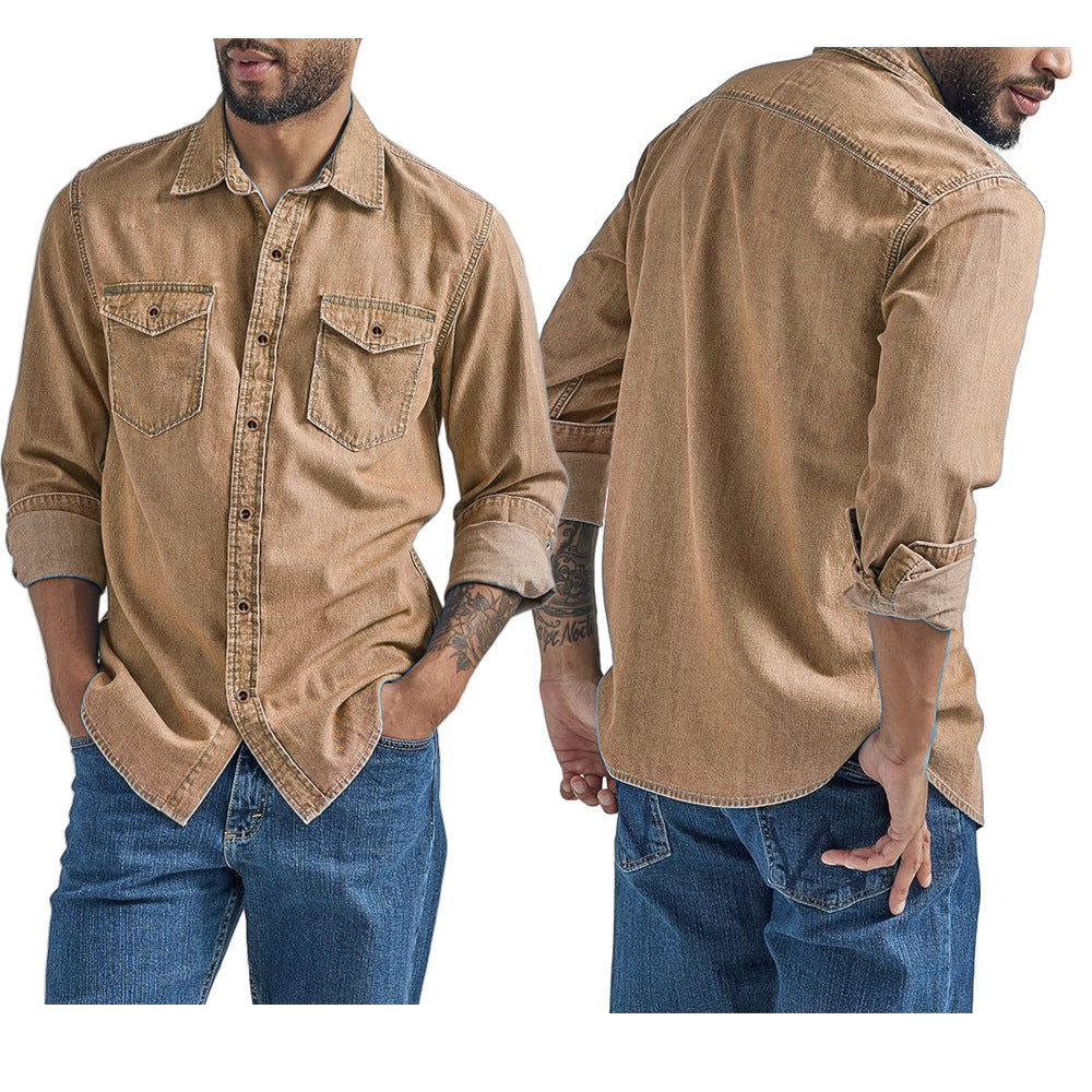 Men's Denim Shirt with Versatile Chest Pockets Ivyshape