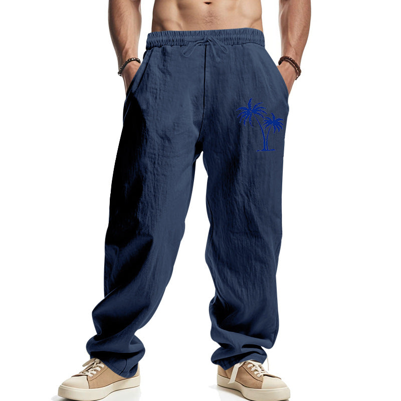 Men's casual beach pants with high wearing comfort and special palm motifs Ivyshape