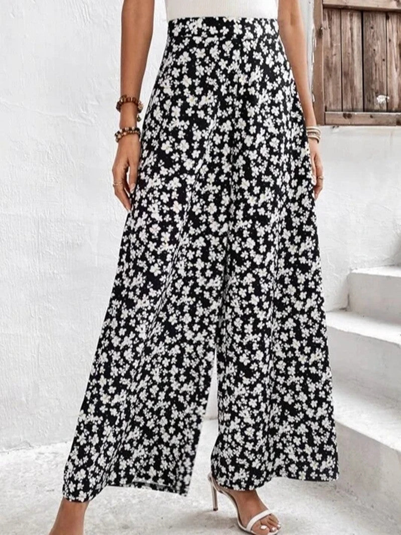 Women's Floral Pattern Palazzo Pants Ivyshape