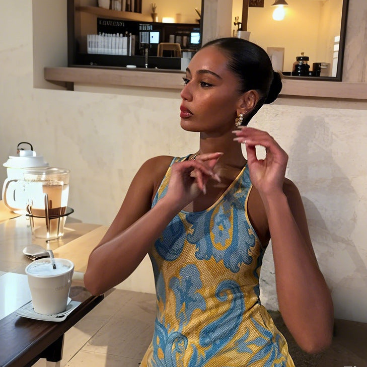 Women's maxi dress with elegant fringe design Ivyshape