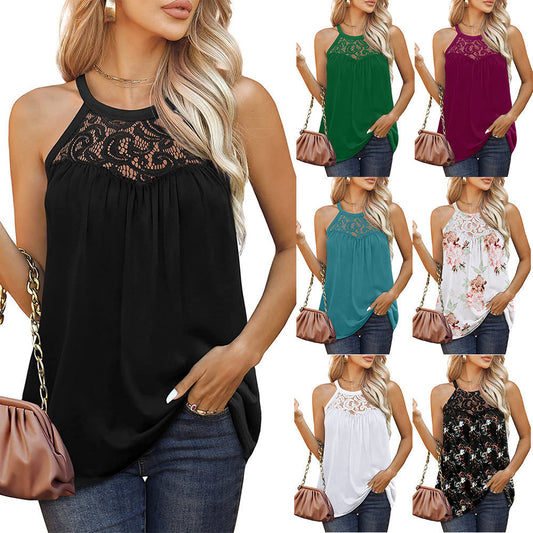 IvyShape | Elegant Lace Ruffle Sleeveless Tank Top