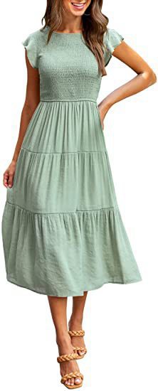 Women's Maxi Dress with Ruffles and Elastic Waist Ivyshape