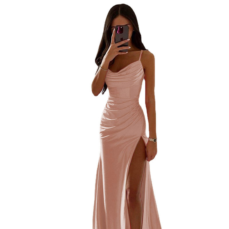 Elegant ruched Cowl Neck Maxi Dress for Women Ivyshape