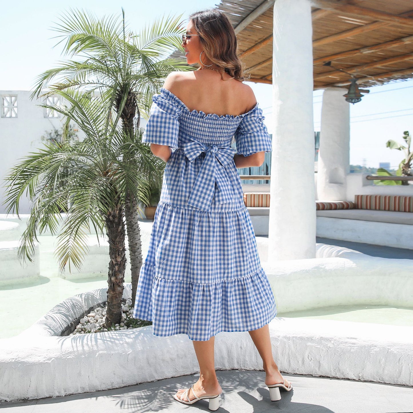 Women's Maxi Dress with Check Pattern Ivyshape