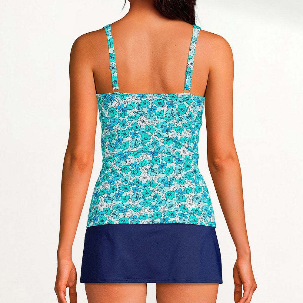 Ladies' tankini top with fashionable skirt hem Ivyshape