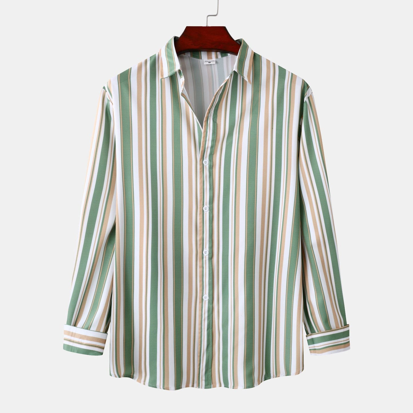 Men's long-sleeve shirt with modern stripe pattern and comfortable fit Ivyshape