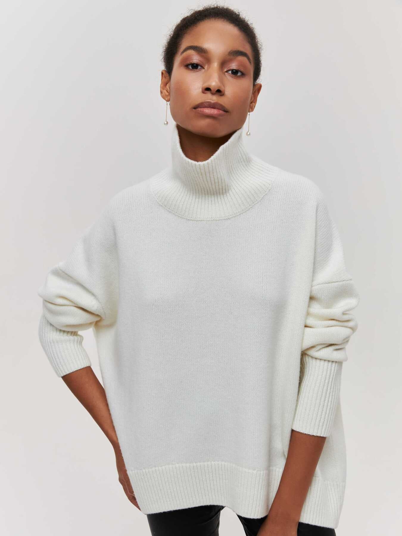 Ivyshape | Loose Turtleneck Long Sleeve Sweater