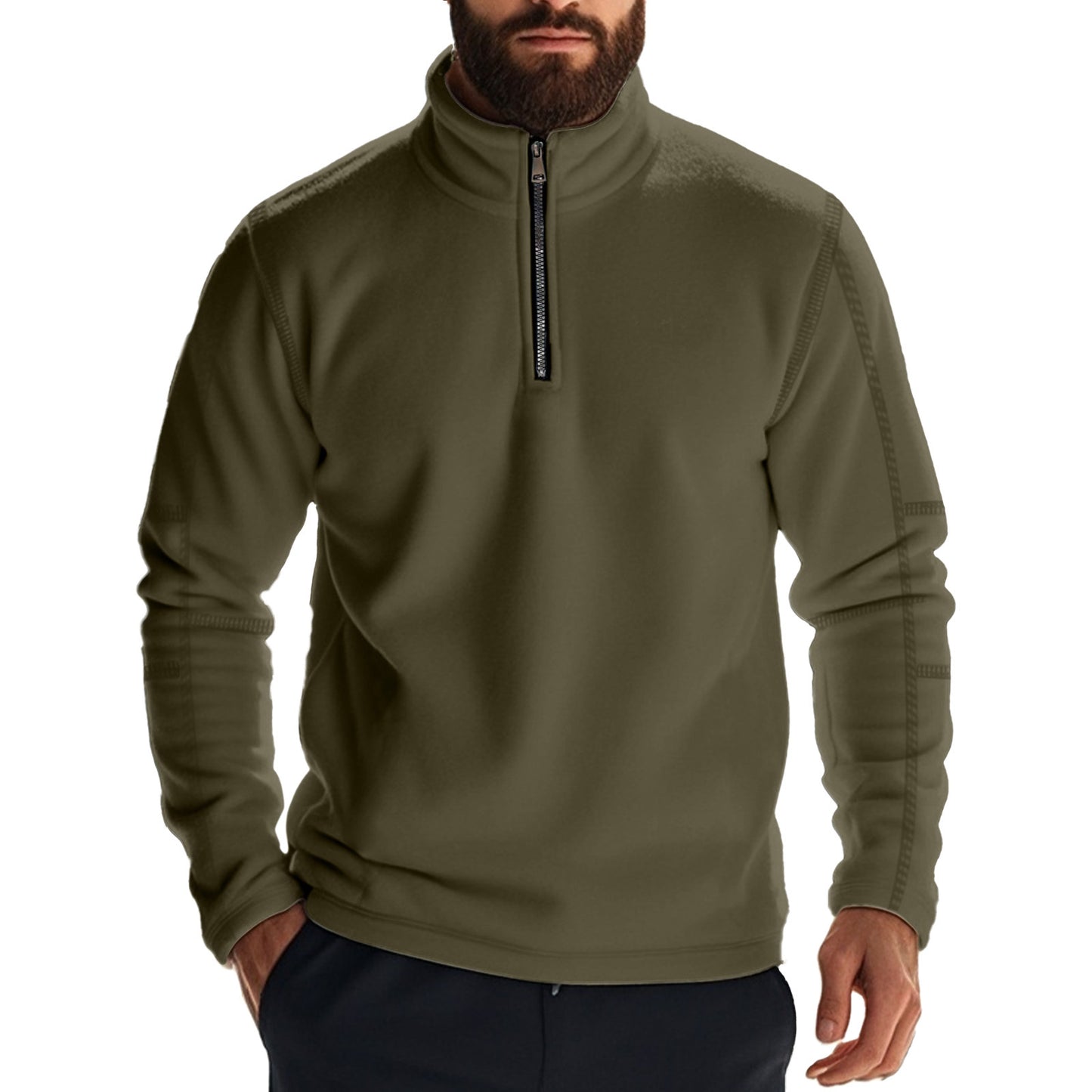 Men's Fleece Hoodie with Half Zip Ivyshape