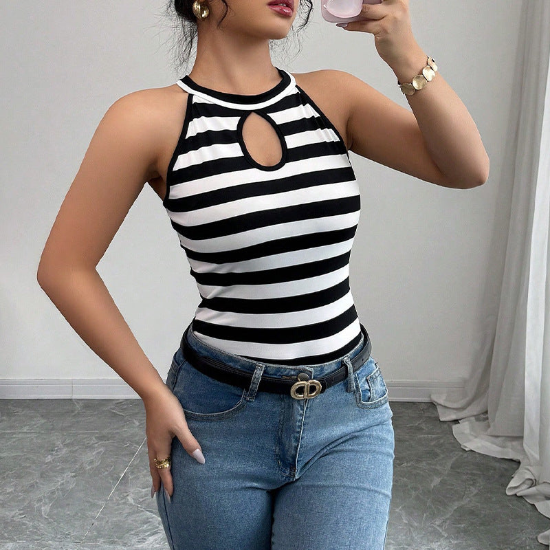 Women’s Sporty Tank Top with Fashionable Stripes Ivyshape