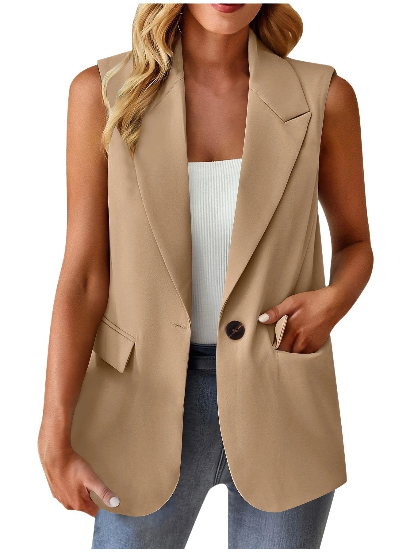 Women's stylish sleeveless blazer vest Ivyshape