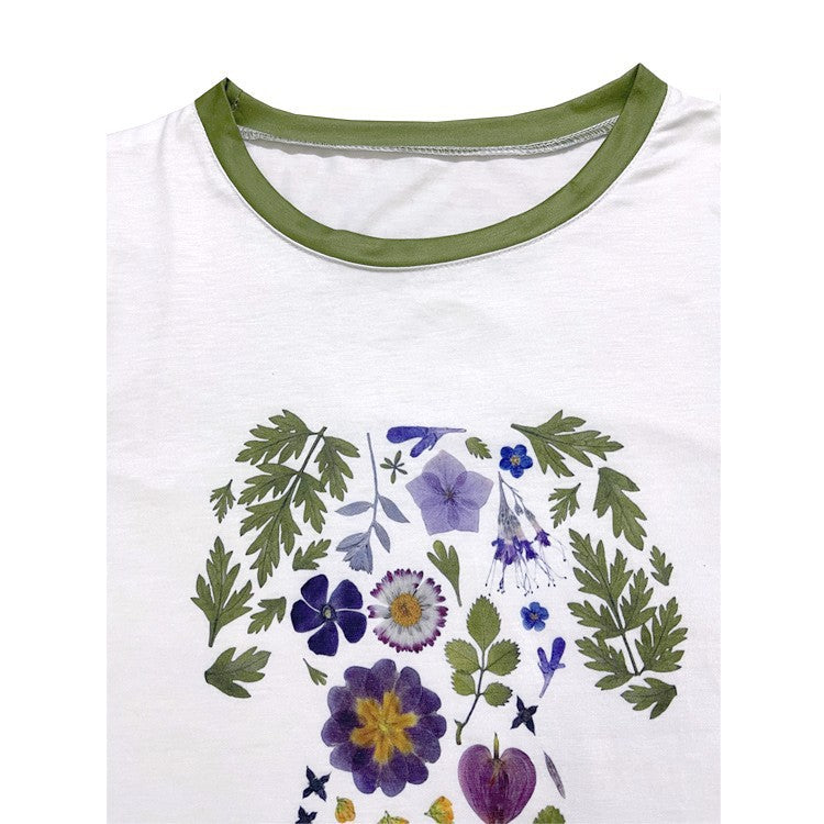 Ivyshape | Floral Round Neck T-Shirt