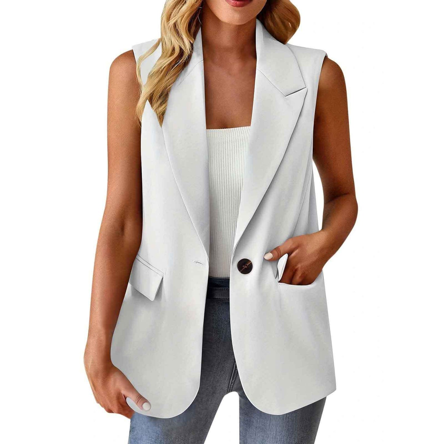 Women's stylish sleeveless blazer vest Ivyshape