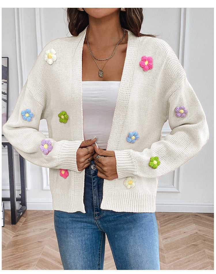 IvyShape | Hand-crocheted floral knitted cardigan