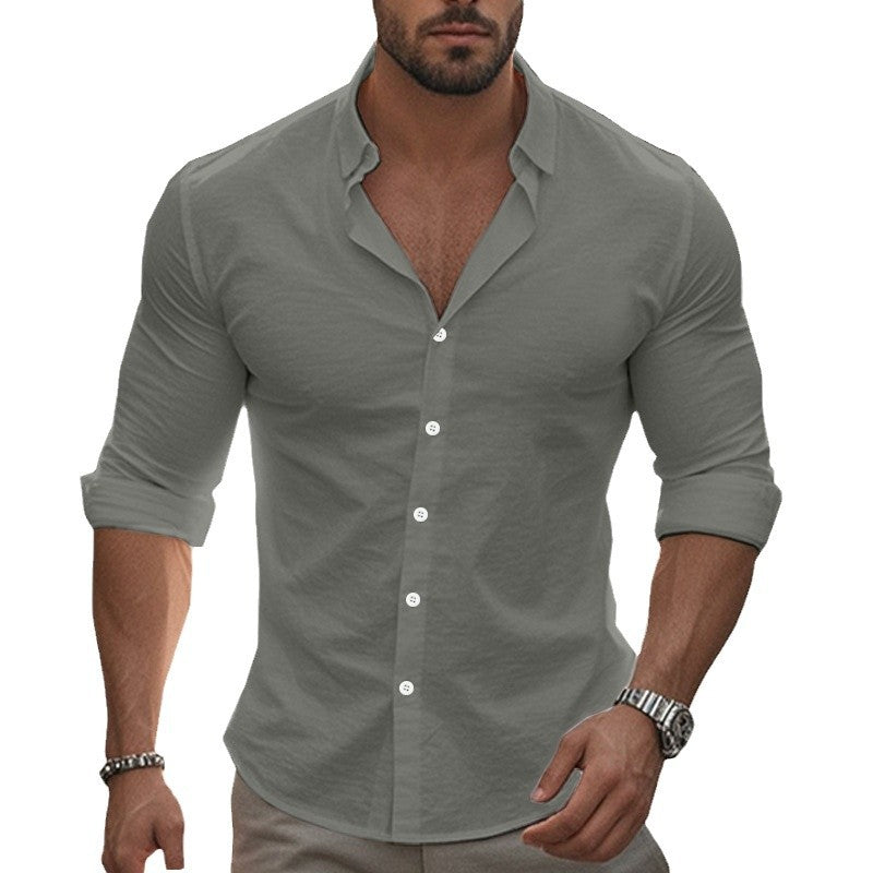 Men's comfortable and modern long-sleeve shirt with roll-up sleeves Ivyshape