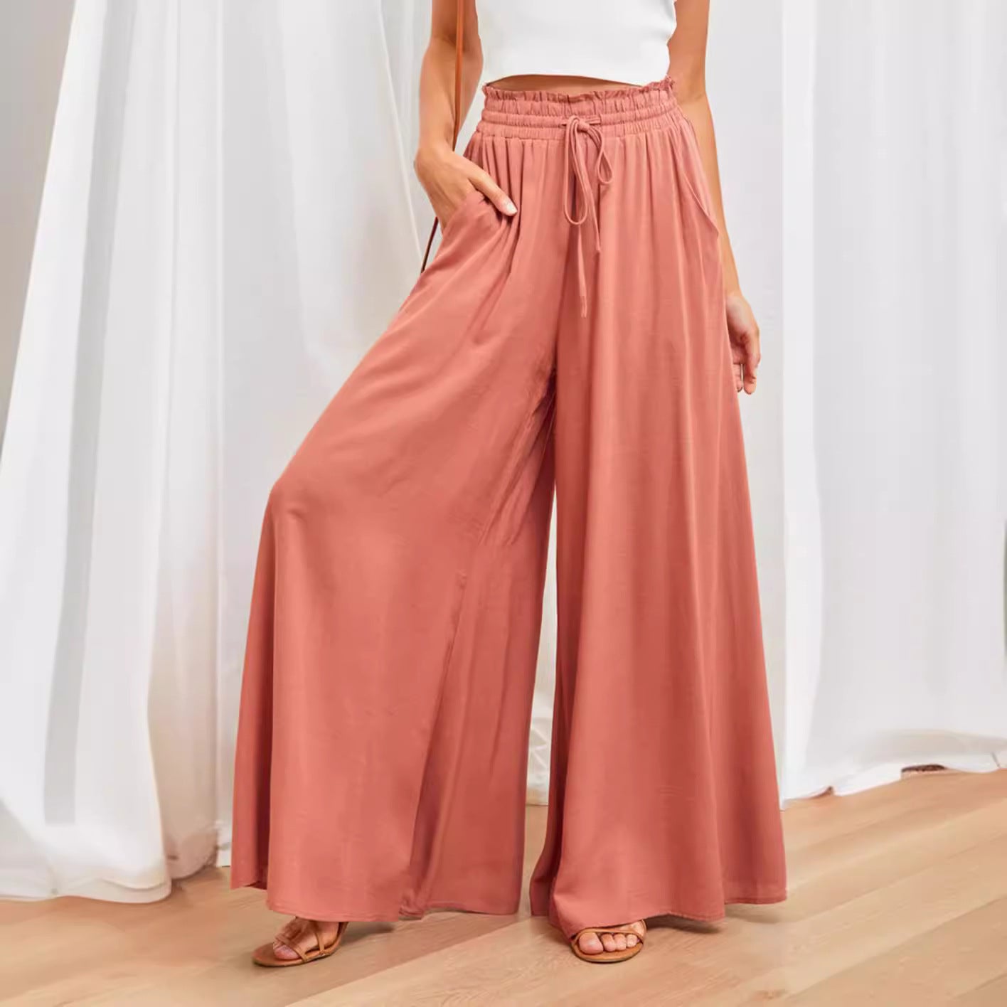 Maxi skirt in boho style for women with drawstring waistband Ivyshape