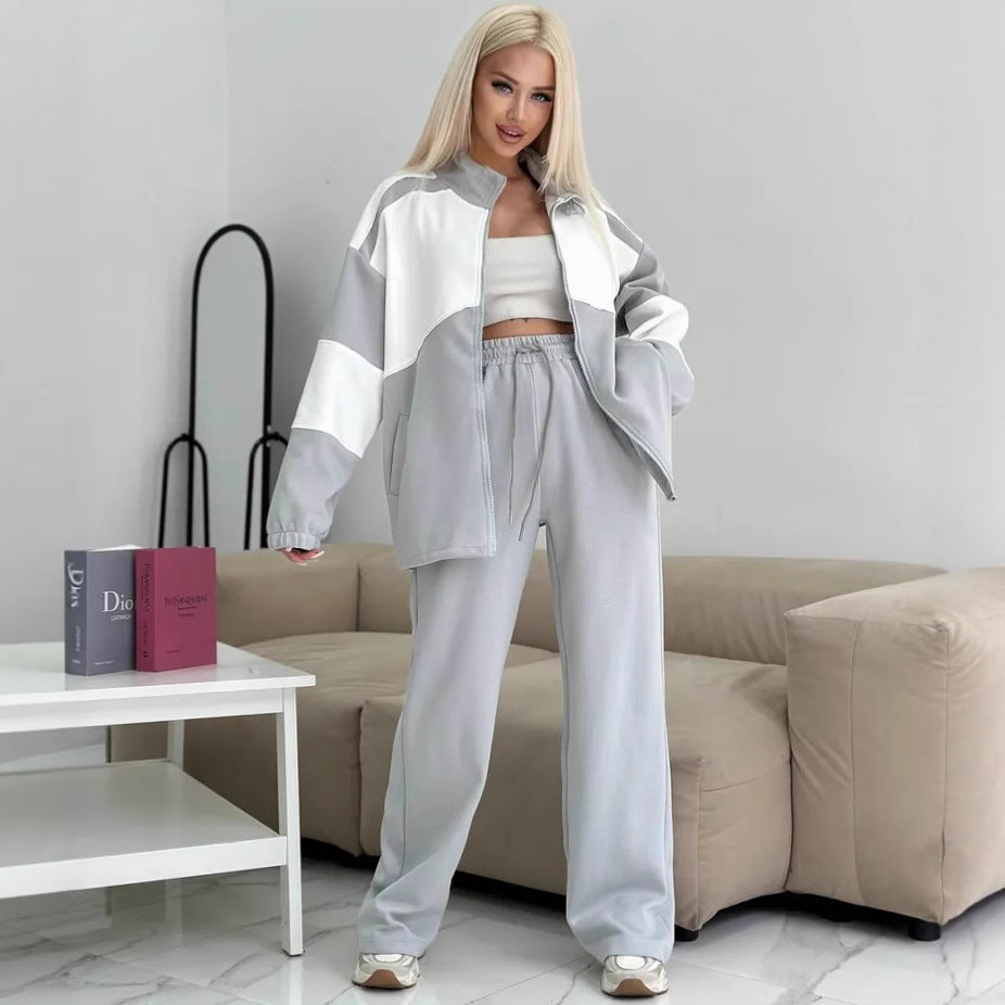 Ladies sporty set made of high-performance fleece material with zipper Ivyshape