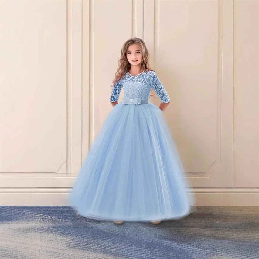 Ladies ball gown with lace top and tulle skirt Ivyshape