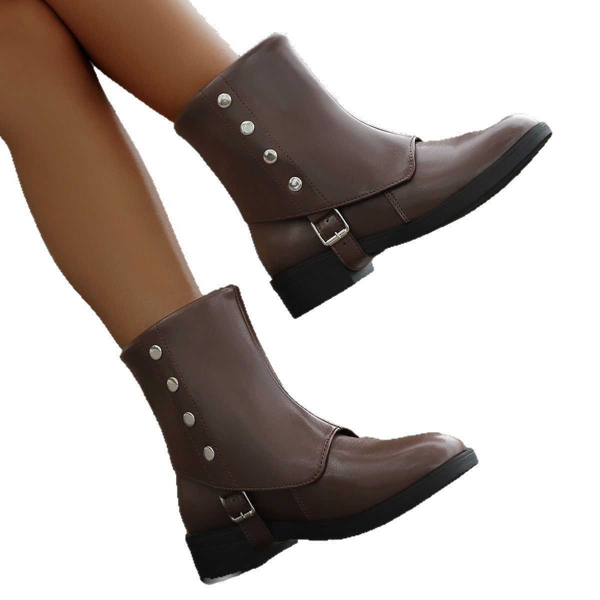 Women Fashion Ankle Boots with practical snap decoration and soft lining Ivyshape