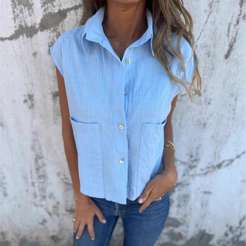 Women's Button-Up Sleeveless Utility Top Ivyshape