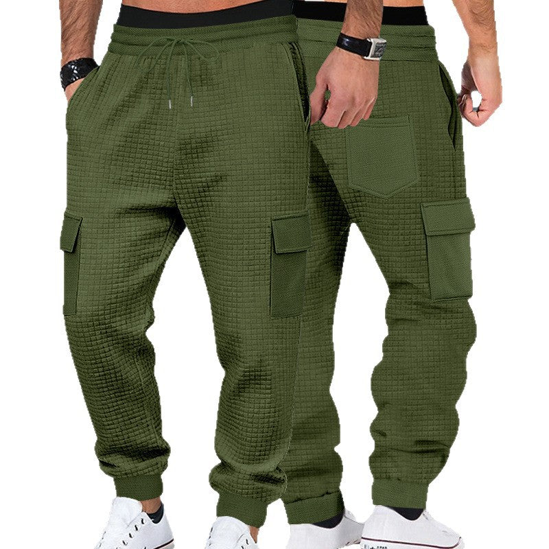 Men's cargo pants with elastic waistband and practical side pockets Ivyshape