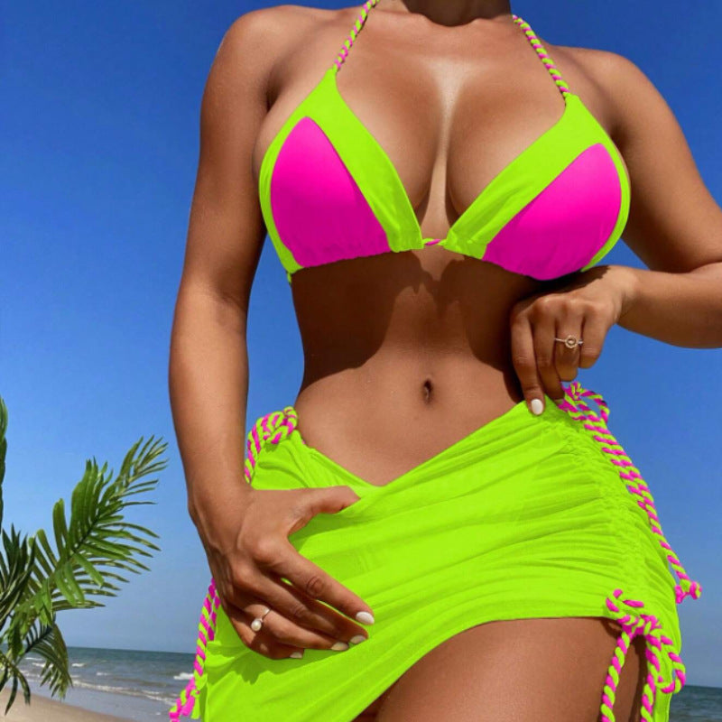 Women's bikini set with adjustable triangle top and refined skirt Ivyshape