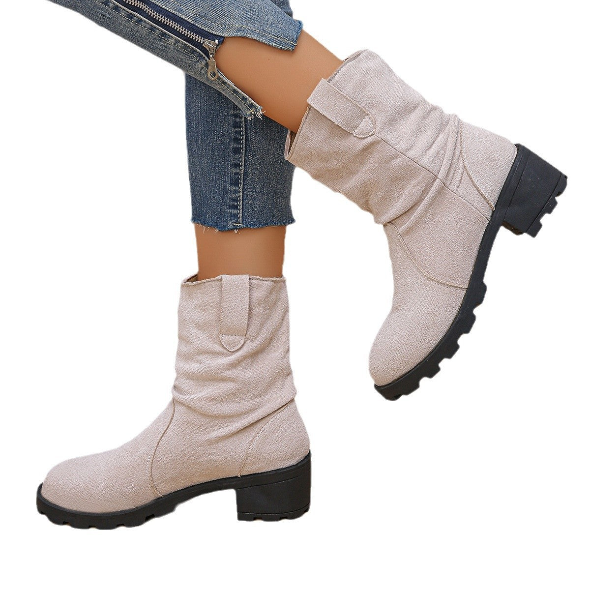 Women Fashion Ankle Boots with Padded Collar and Robust Profile Ivyshape