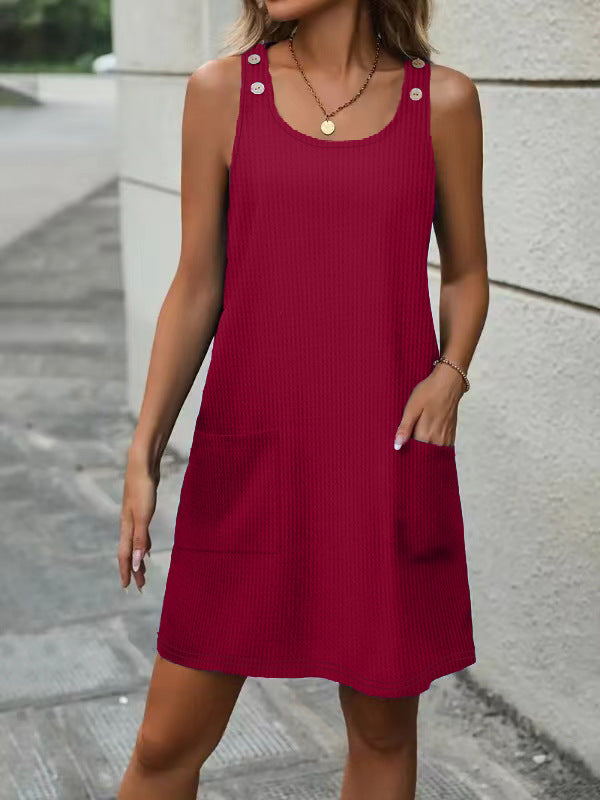 Women's airy tank top dress with practical pockets Ivyshape
