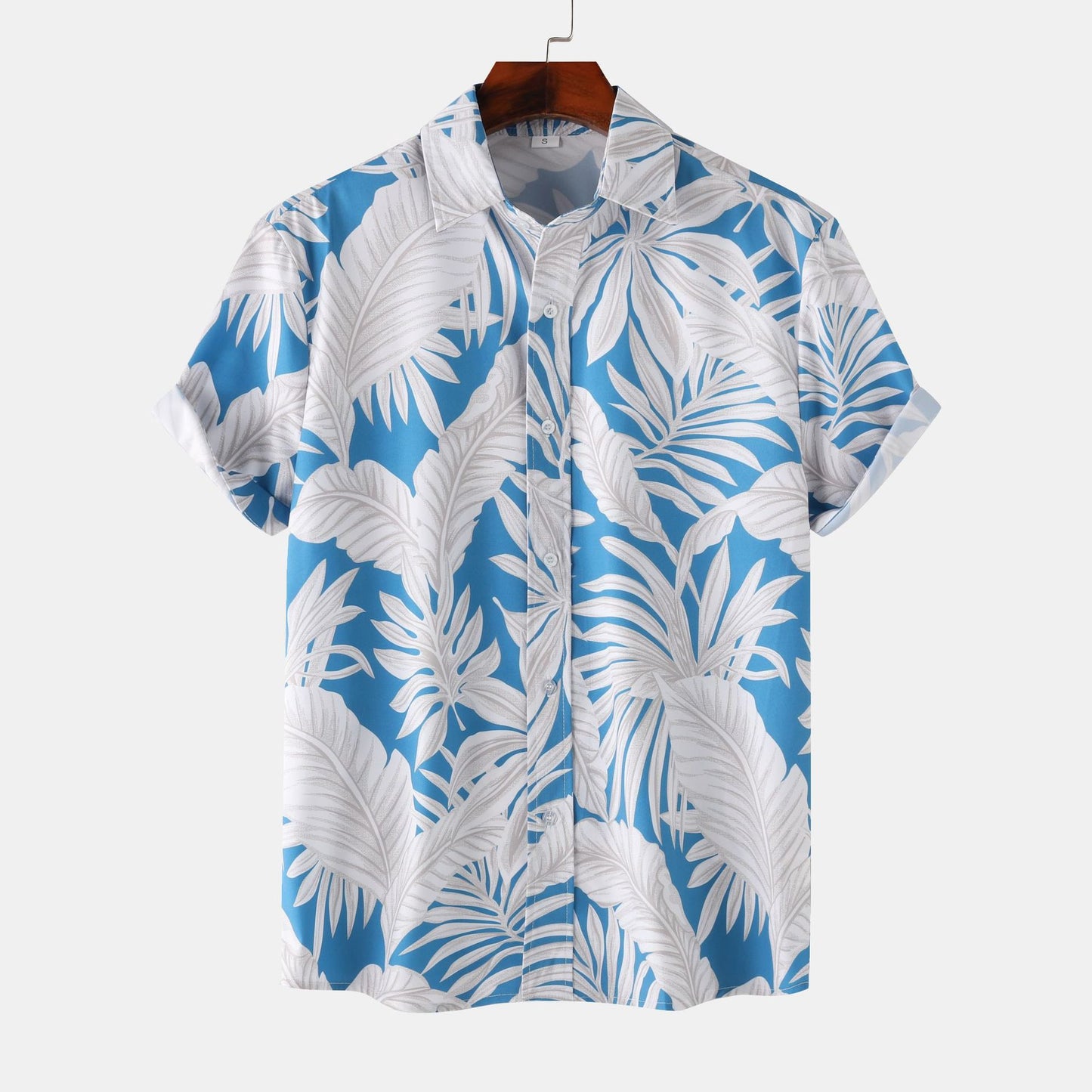 Men's Short Sleeve Shirt with Tropical Leaf Design and Comfortable Fit Ivyshape