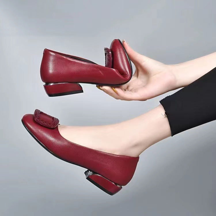 Ivyshape | Women's Stylish Doll Shoes Leather