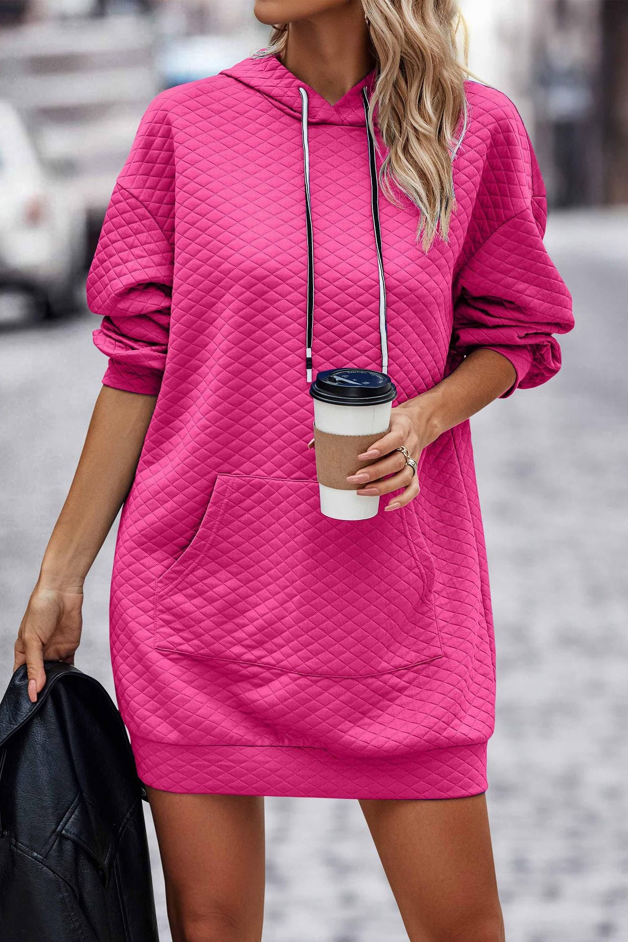 Women’s Oversized Hoodie Dress made of high-quality Sweat Fabric with Texture Ivyshape