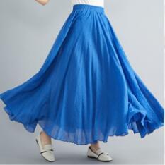 Women's Maxi Skirt with Flowing Hem and Elastic Waistband Ivyshape