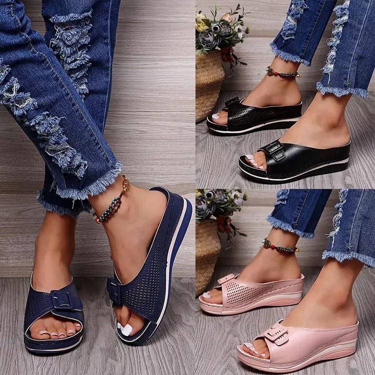 Women's Comfortable and Stylish Wedge Mules Ivyshape