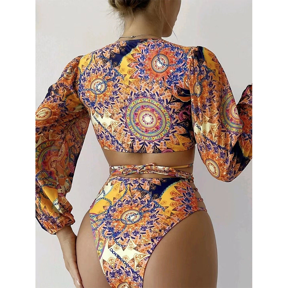 Women's bikini set with long sleeve and fashionable wrap detail Ivyshape