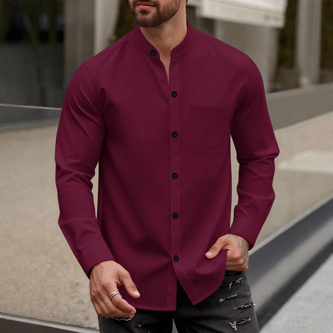 Men's Elegant Shirt with Stand Collar Ivyshape