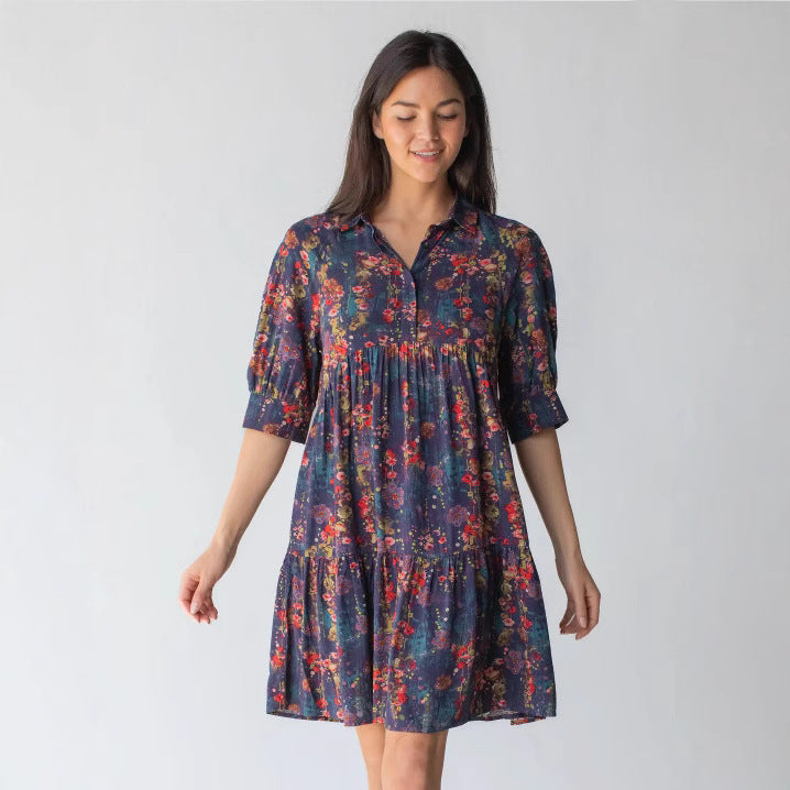 Ladies airy summer dress with floral design and practical pockets Ivyshape