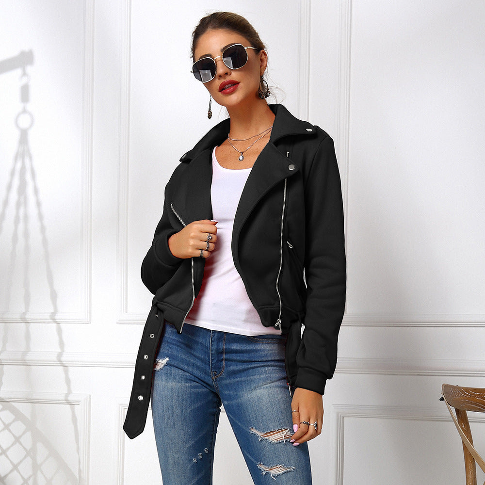 Women's edgy and stylish biker jacket with zipper and practical pockets Ivyshape