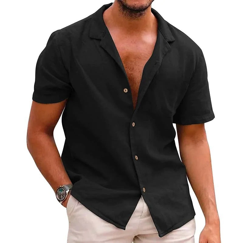 Men's Summer Short-Sleeve Shirt made of Lightweight Linen Fabric Ivyshape