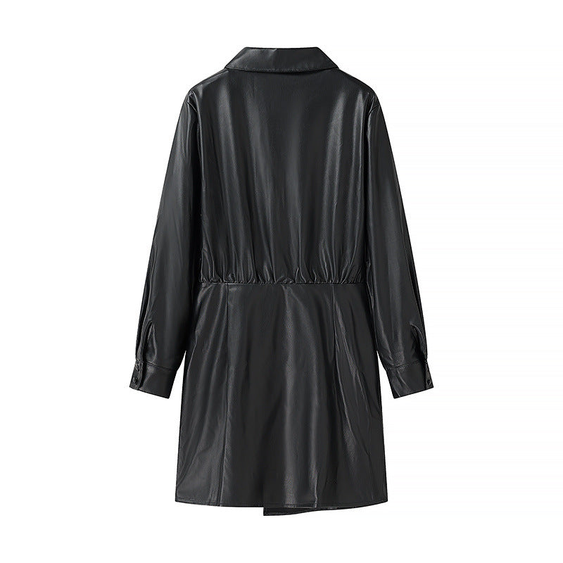 Women Faux Leather Coat Ivyshape