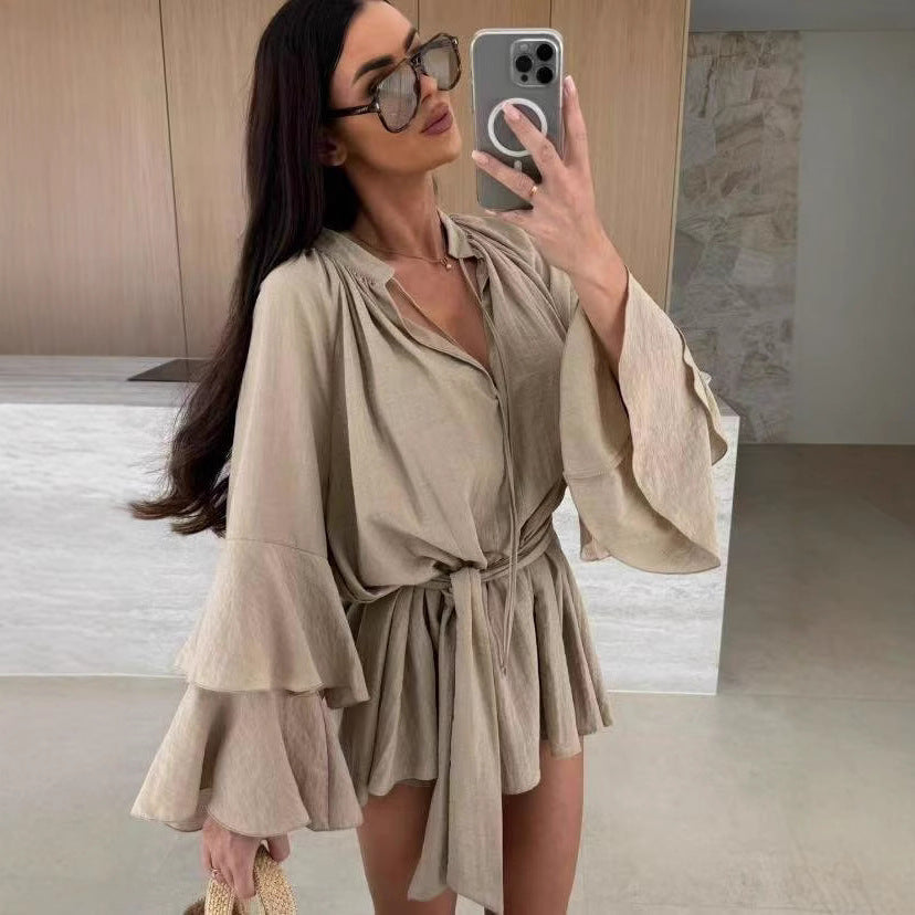 Ladies Stylish Bell Sleeve Kaftan Wrap Ivyshape