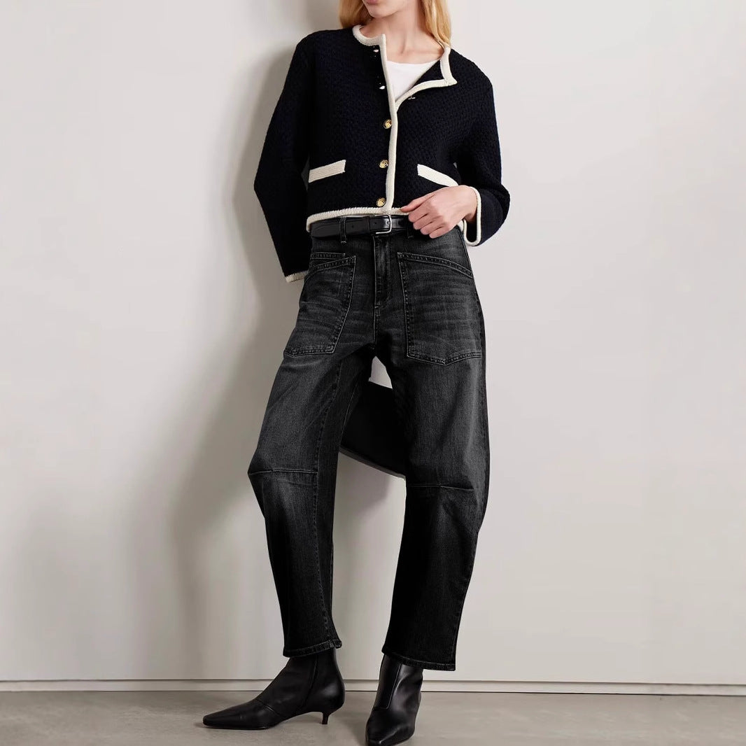 Ladies Baggy Jeans in casual workwear style Ivyshape