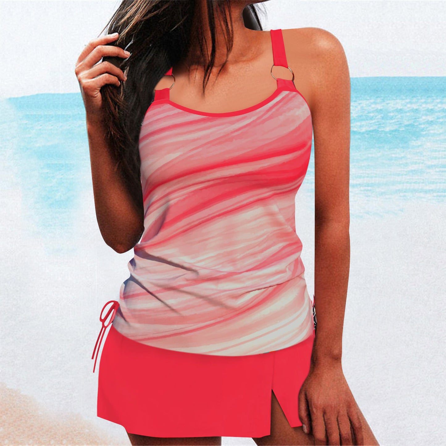 Ladies' Sporty Tankini Set with Fashionable Skirt Ivyshape
