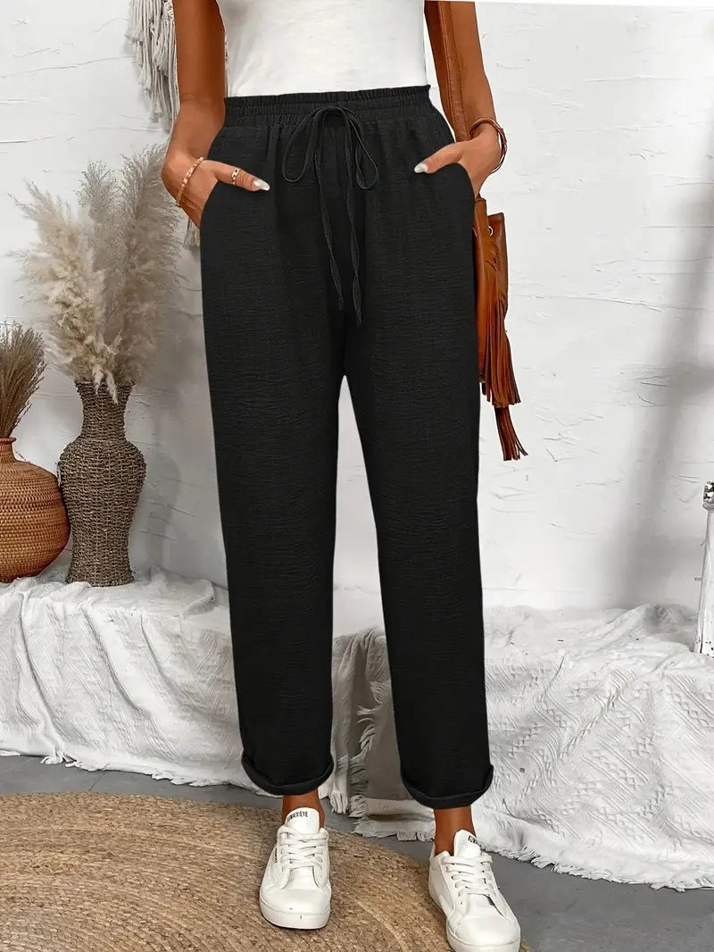 Women's lounge pants with elastic waistband and fashionable details Ivyshape
