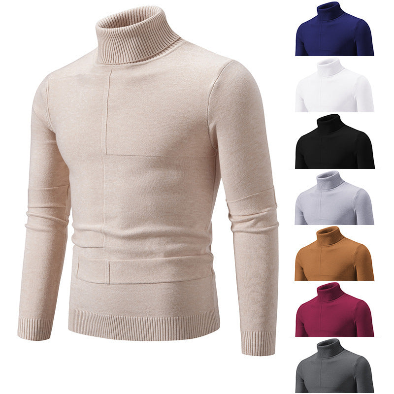 Men's elegant turtleneck sweater with modern cable pattern Ivyshape