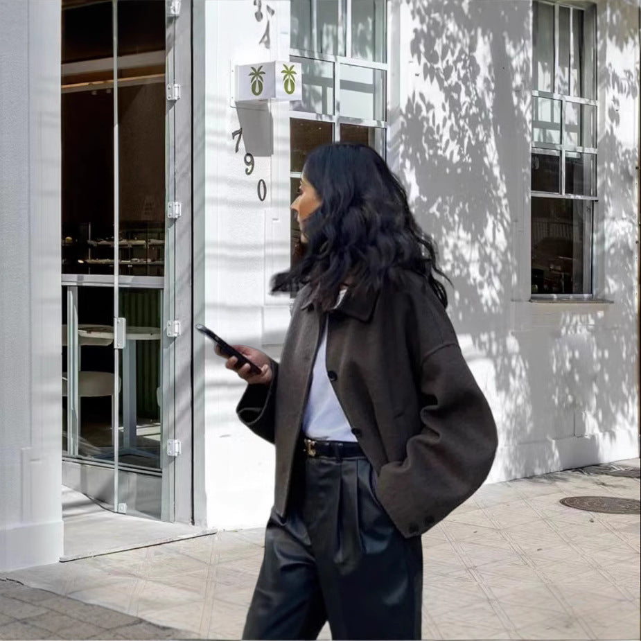 Women fashionable fashion jacket with lapel Ivyshape