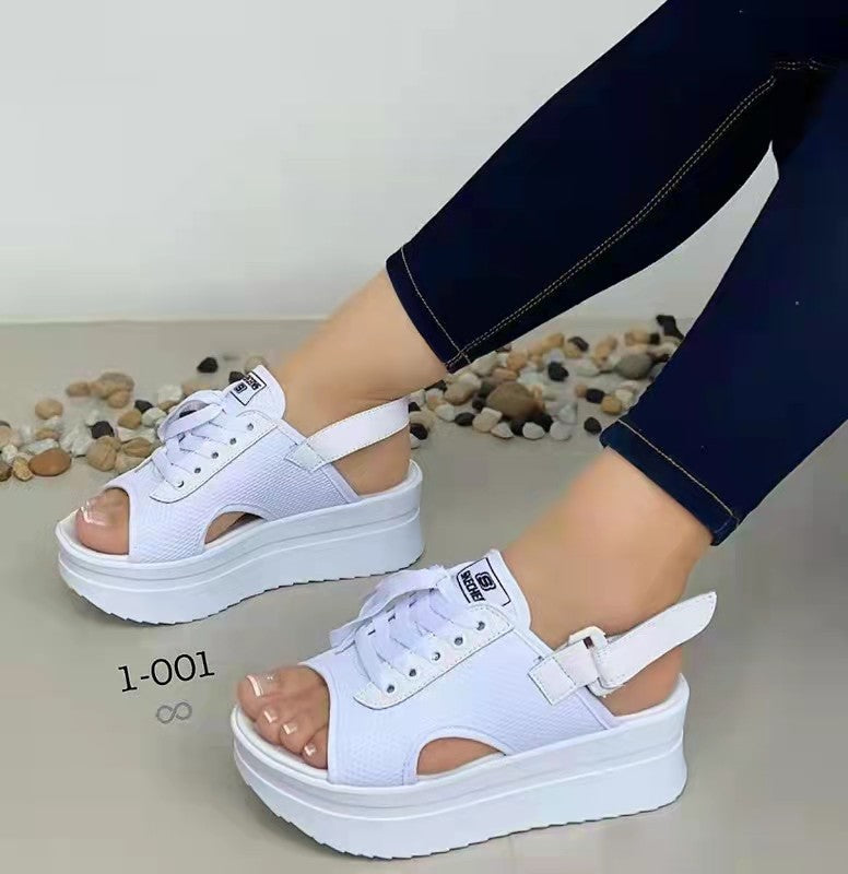 Ladies combined sandals with airy mesh surface and fashionable platform design Ivyshape