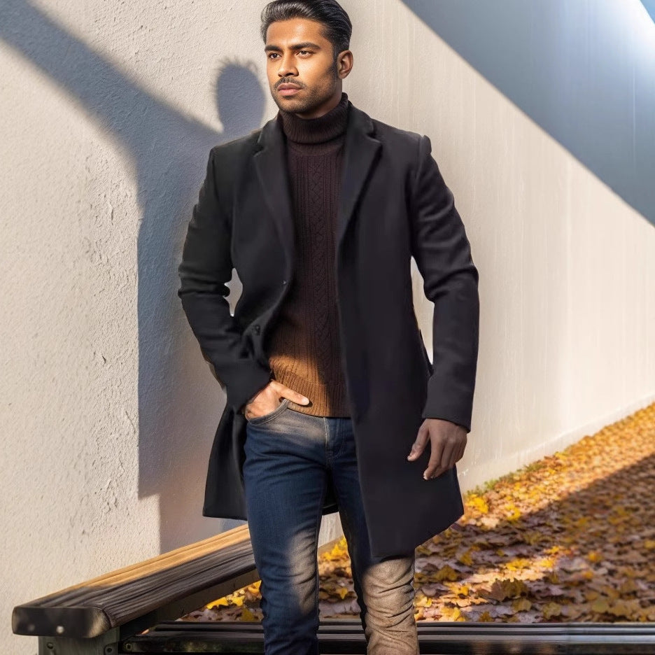 Men's elegant tailored transitional coat Ivyshape